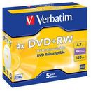 Verbatim DVD+RW 4x 4.7GB , 5 bucati , argintiu