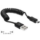 Delock Cablu Delock spiralat USB 2.0-A tata la mini USB tata