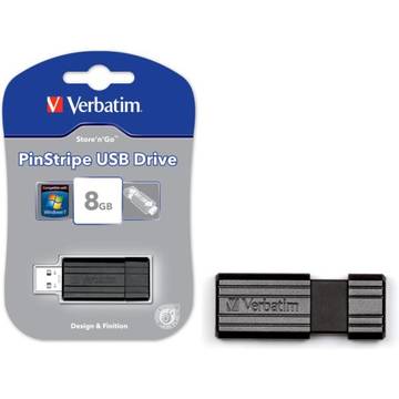 Memorie USB Verbatim Memorie USB Pin Stripe, 8 GB, USB 2.0