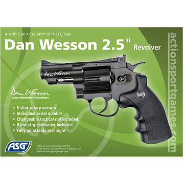 PNI Revolver Dan Wesson 2.5 inch negru cu CO2 pentru airsoft calibru 6 mm