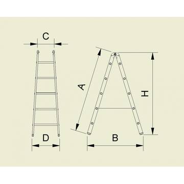 Alverosal Forte 8907, scara dubla, 2x7 trepte, aluminiu