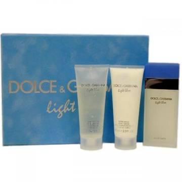 Dolce &amp; Gabbana Light Blue Eau De Toilette Travel 100ml + Shower Gel 100ml + Body Lotion 100ml