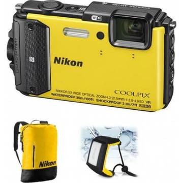 Aparat foto digital Nikon Coolpix AW130 - Set scufundare, ecran 3 inch, 16 MP, zoom 5x, galben