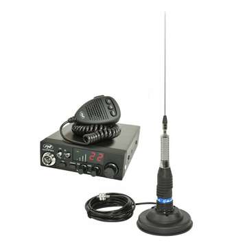 Statie radio PNI ESCORT HP 8024 ASQ + Antena CB Midland ML145 cu magnet