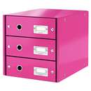 Leitz Suport cu 3 sertare, din carton laminat, LEITZ Click & Store - roz