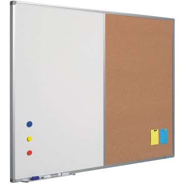 Smit Visual Supplies Tabla combi (whiteboard / pluta) 90 x 120 cm, profil aluminiu SL, SMIT