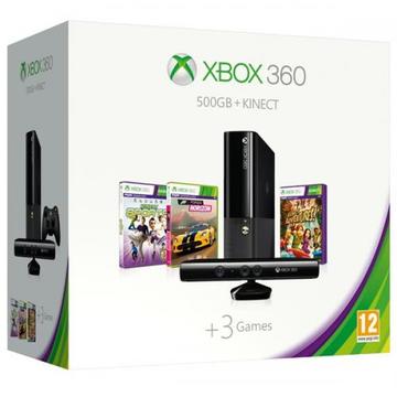 Consola Microsoft Consola Xbox 360 500 GB + Kinect Sensor + 3 jocuri ( Kinect Sports, Forza Horizon, Kinect Adventures) + 3 luni Xbox Live Gold Membership