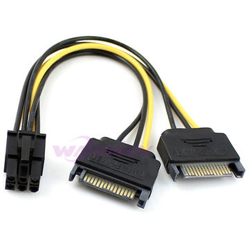 Wazney 2 SATA To 6 Pin PCI EXPRESS PCI-E Sata Graphics Converter Adapter Video Card Power SATA Cable cord