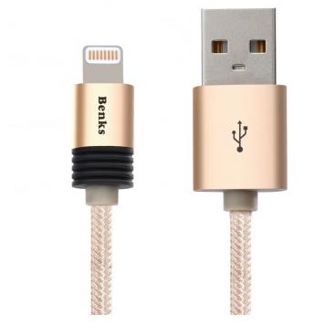 Benks Cablu Premium Lightning USB 1 metru Nylon Beehive Apple official MFi  AURIU