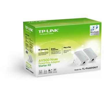 Adaptor PowerLan TP-LINK TL-PA4010KIT, 500 Mbps, Set 2 adaptori