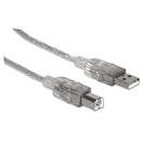 Manhattan Manhattan cablu prelungitor USB 2.0 A-B M/M 1,8m argintiu