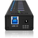 IcyBox 10 x Port USB 3.0 Hub with USB charge port, Black