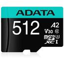 Adata 512GB Premier Pro MICROSDXC, R/W up to 100/80 MB/s, with Adapter