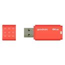 GOODRAM memory USB UME3 64GB USB 3.0 Portocaliu, Citire 60 MB/s, Scriere 20 MB/s