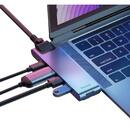 Baseus Adaptor HUB Baseus Thunderbolt, Apple Macbook, 7 in 1, 2 x USB/USB-C/HDMI/SD/MicroSD, Argintiu