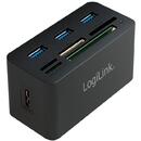 LogiLink HUB extern LOGILINK, porturi USB: USB 3.0 x 3, conectare prin USB 3.0, alte porturi: SD, MicroSD, M2, MS Duo/Pro, CF, negru, "CR0042" (include timbru verde 0.5 lei)
