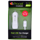 Procell Incarcator Auto Dual 2.1 USB Alb cu cablu MicroUSB 1m-T.Verde 0.1 lei/buc