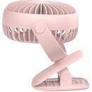 Baseus Ventilator Birou Pink incarcare USB, 360°, prindere cu clips