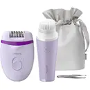 Satinelle Essential BRP533/00, Opti-Light, 2 setari de viteze, mini-perie de curatare faciala VisaPure, Penseta, Husa, Turcoaz, Mov