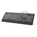 Hama "KC-550" Illuminated Keyboard, Cabled, black, ROU