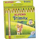 Alpino Creioane colorate triunghiulare, cutie carton, 12 culori/set, ALPINO Trimax Jumbo