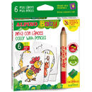 Alpino Creioane colorate, 6 culori/set, 6 carduri cu animale, pt. colorat, ALPINO Baby - Maxi
