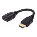 Manhattan Manhattan HDMI with Ethernet Extension Cable, 4K@60Hz (Premium High Speed), Male to Female, Cable 20cm, Black, Ultra HD 4k x 2k, Fully Shielded, Gold Plated Contacts, Lifetime Warranty, Polybag