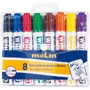 Molin Marker pentru table de scris, varf rotund, corp plastic, 8 culori/set, MOLIN