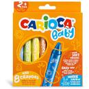 Carioca Creioane cerate, rotunde, solubile in apa, 8 culori/cutie, CARIOCA Baby Wild Crayons 2+