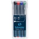 Schneider Universal permanent marker SCHNEIDER Maxx 222 F, varf 0.7mm, 4 culori/set - (N, R, A, V)