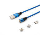 Savio CL-154 USB cable 1 m USB 2.0 USB C Micro USB A/Lightning Blue