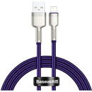 Cafule Metal, Fast Charging Data Cable pt. smartphone, USB la Lightning Iphone 2.4A, braided, 1m, violet