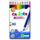 Creioane colorate CARIOCA Acquarell, hexagonale, 12 culori/cutie - cutie metalica