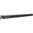 Intellinet Intellinet Vertical Rackmount 12-Way Power Strip - German Type, With On/Off Switch and Overload Protection, 1.6m Power Cord (Euro 2-pin plug)