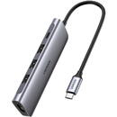 UGREEN Adapter 5in1 UGREEN Hub USB-C to 3x USB 3.0 + HDMI 4K + USB-C PD 100W (grey)