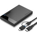 UGREEN UGREEN US221 SATA External Drive Enclosure HDD 2,5", USB 3.0 + USB-C to USB-C 3.1 (black)