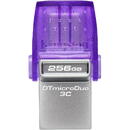 Kingston Kingston DataTraveler microDuo 3C 256GB USB Stick (Purple/Transparent, USB-A 3.2 Gen 1, USB-C 3.2 Gen 1)