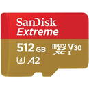 SanDisk Extreme 512 GB microSDXC, memory card (UHS-I U3, Class 10, V30, A2)