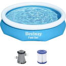 BESTWAY Bestway Fast Set above ground pool set, 305cm x 66cm, swimming pool (blue/white, with filter pump)