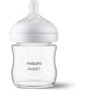 Biberon din sticlă Philips Avent Natural Response SCY930/01, 120 ml, tetina care functioneaza ca sanul mamei, cu debit 2, tetina fara scurgeri, +0 luni, fara BPA, usor de curatat