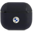 BMW BMA3SSLNA AirPods 3 cover granatowy/navy Geniune Leather Silver Logo