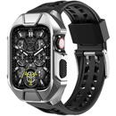 Kingxbar CYF136 2in1 Rugged Case for Apple Watch 8, 7 (45 mm) Stainless Steel with Strap Silver