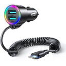 JR-CL24 3-in-1 fast car charger 1.5m 17W black