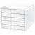 Suport plastic cu 5 sertare pentru documente, HAN iBox - alb lucios