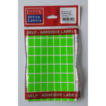 Etichete autoadezive color, 12 x 17 mm, 560 buc/set, Tanex - verde fluorescent