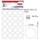 Tanex Etichete autoadezive albe, D25 mm, 200 buc/set, Tanex