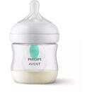 Biberon Philips Avent Natural Response SCY670/01, cu dispozitiv anticolici AirFree, 125 ml, tetina care functioneaza ca sanul mamei, cu debit 2, tetina fara scurgeri, +0 luni, fara BPA, usor de curatat