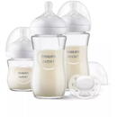 Philips-Avent Set 3 biberoane de sticla+ suzeta 0-6 luni, Philips Avent Natural Response SCD878/11