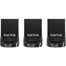 SanDisk Ultra Fit,USB 3.0, 3 bucx32 GB, Negru
