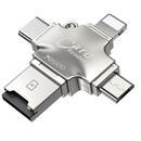 Cititor de Carduri MicroSD + Adaptor USB, Type-C, Lightning, Micro-USB - Yesido (GS13) - Silver